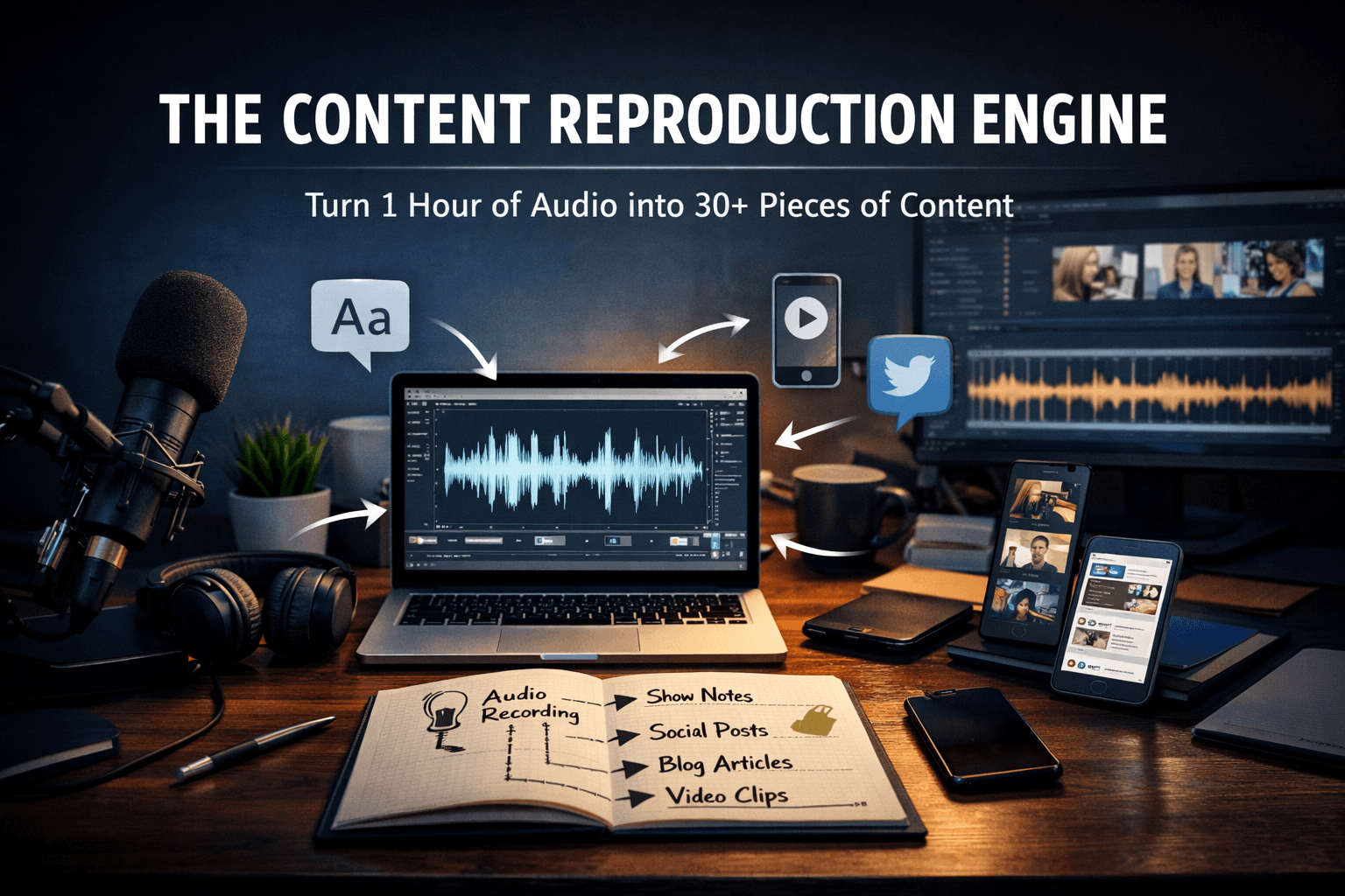 The "Content Reproduction Engine": How to Turn 1 Hour of Audio into 30 Pieces of Content