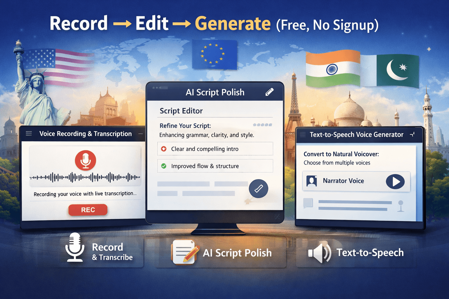 VoiceCraftTool: Record, Edit & Generate Studio-Quality Voice Content — Free in Your Browser